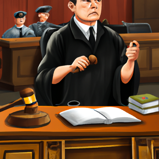 תמונה של שופט באולם בית משפט, המייצג את תהליך הענישה בתיקי סחר בסמים